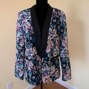 Blue Purple Floral Boyfriend Blazer